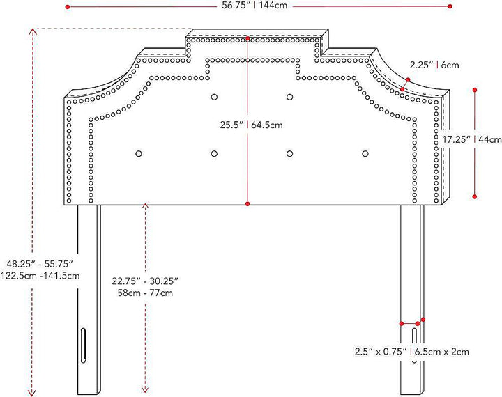 CorLiving - Crown Silhouette Button Tufting Fabric 57" Double, Full Headboard - Light Gray_2