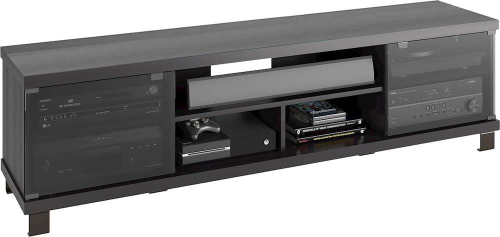 CorLiving - Holland Black Wooden Extra Wide TV Stand, for TVs up to 85" - Ravenwood Black_0