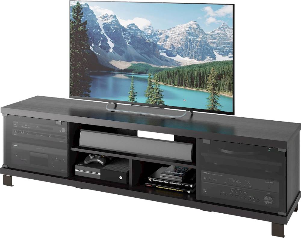 CorLiving - Holland Black Wooden Extra Wide TV Stand, for TVs up to 85" - Ravenwood Black_5