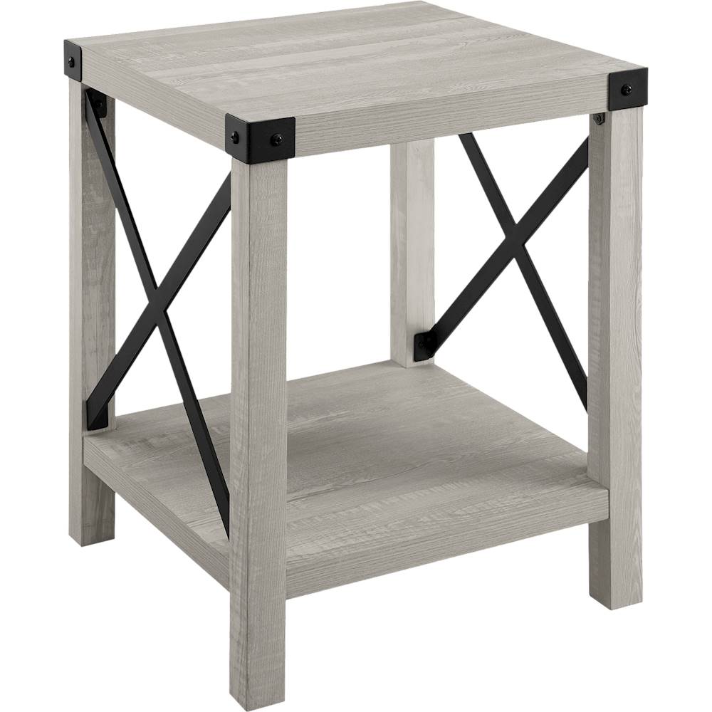Walker Edison - Square Rustic Laminated MDF Side Table - Stone Gray_1