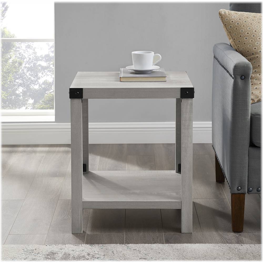 Walker Edison - Square Rustic Laminated MDF Side Table - Stone Gray_2