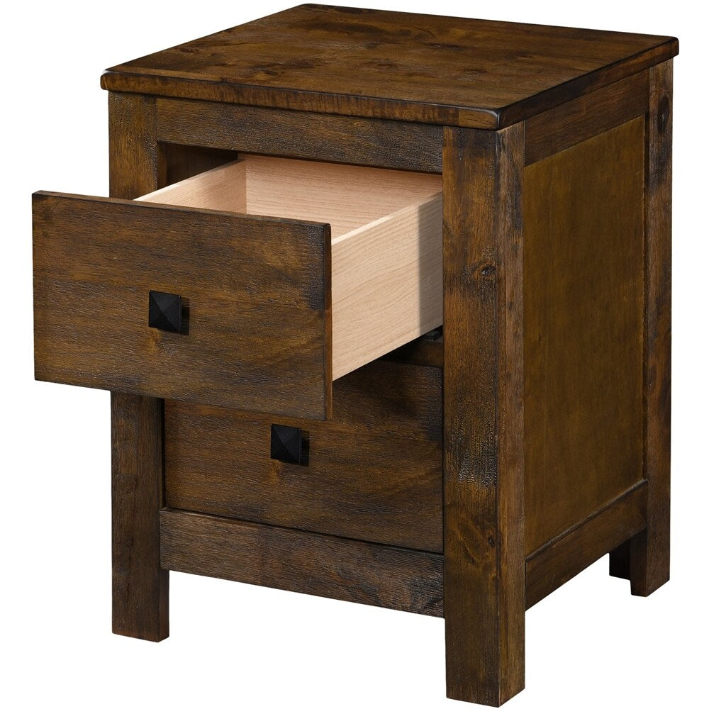 Finch - Stratford Farmhouse Wood 2-Drawer Night Stand - Classic Brown_6