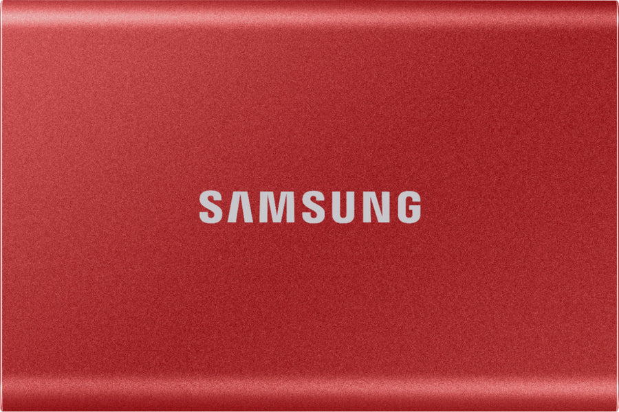 Samsung - T7 2TB External USB 3.2 Gen 2 Portable SSD with Hardware Encryption - Metallic Red_0