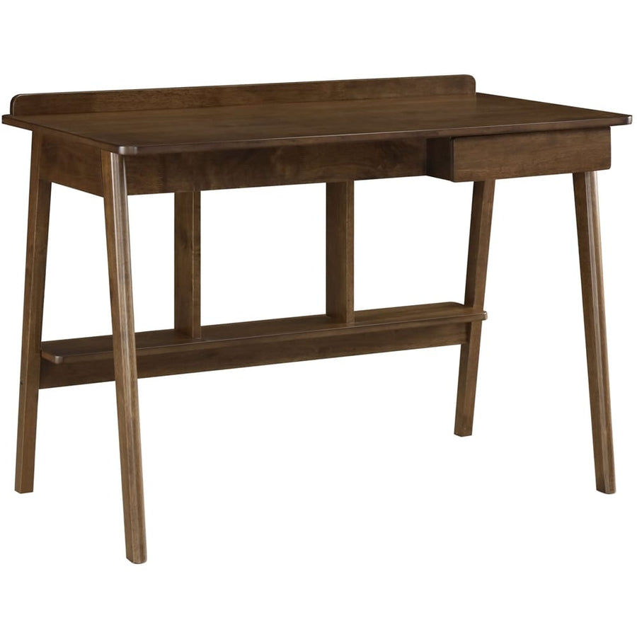 Finch - Darren Mid-Century Modern Wood 1-Drawer Writing Desk - Warm Dark Brown_0