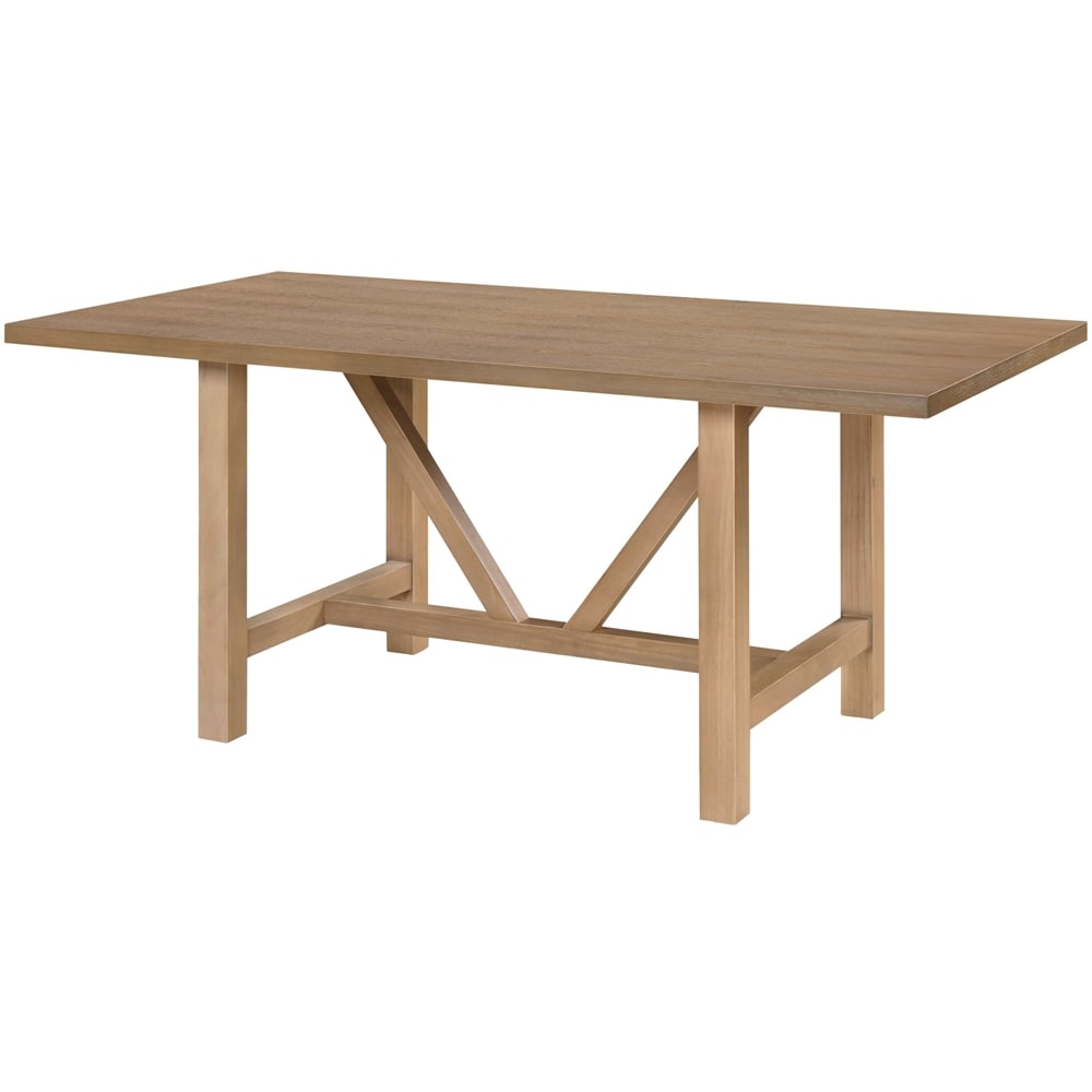 Finch - Grant Rectangular Modern Farmhouse Rubberwood Table - Rustic Beige_4