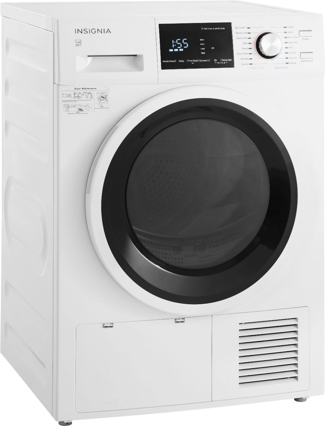 Insignia™ - 4.4 Cu. Ft. 16-Cycle Stackable Electric Dryer with Ventless Drying - White_6