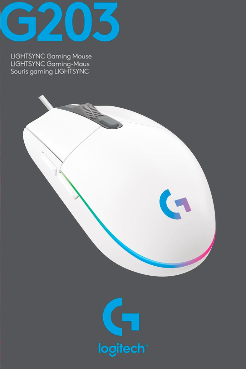 Logitech - G203 LIGHTSYNC Wired Optical Gaming Mouse with 8,000 DPI sensor - White_3