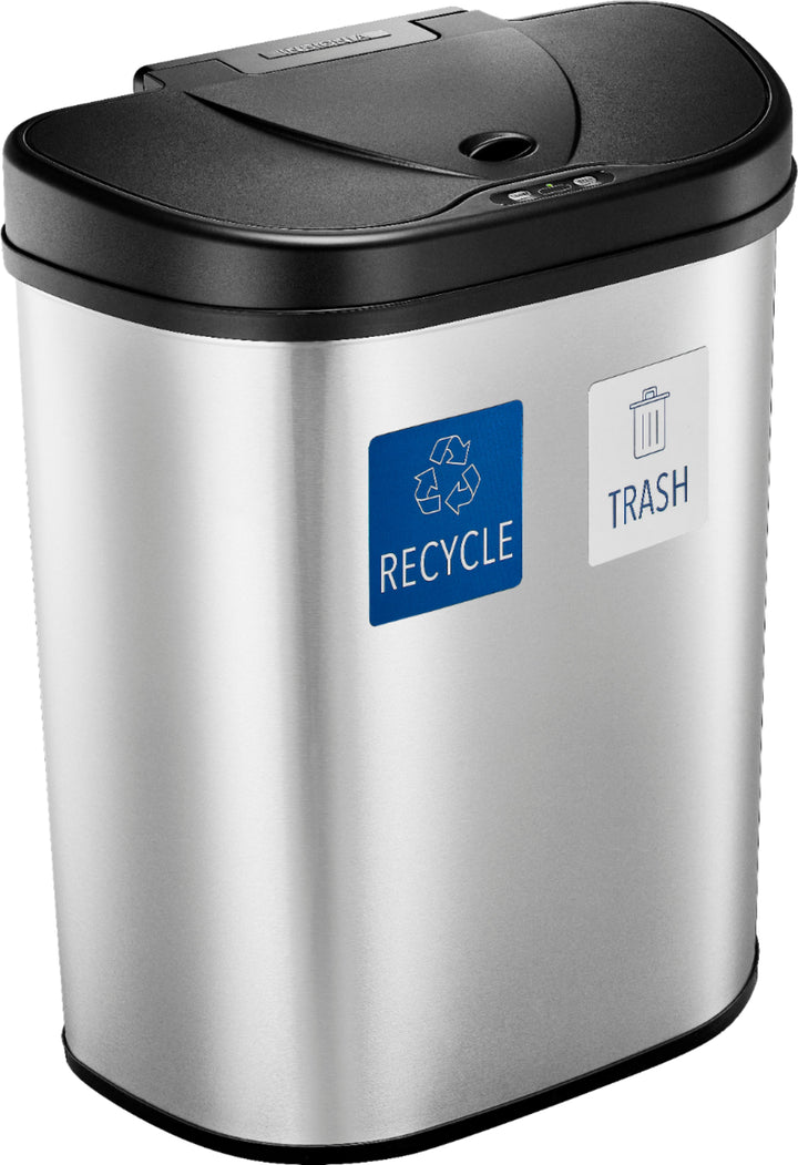 Insignia™ - 18 Gal. Automatic Trash Can with Recycle and Waste Divider - Stainless steel_8