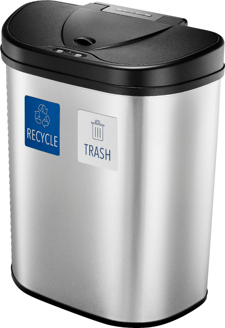 Insignia™ - 18 Gal. Automatic Trash Can with Recycle and Waste Divider - Stainless steel_6