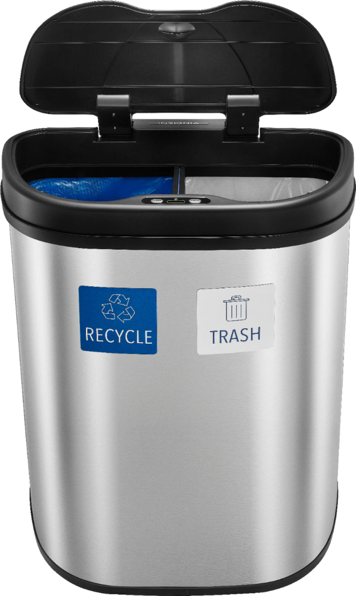Insignia™ - 18 Gal. Automatic Trash Can with Recycle and Waste Divider - Stainless steel_5