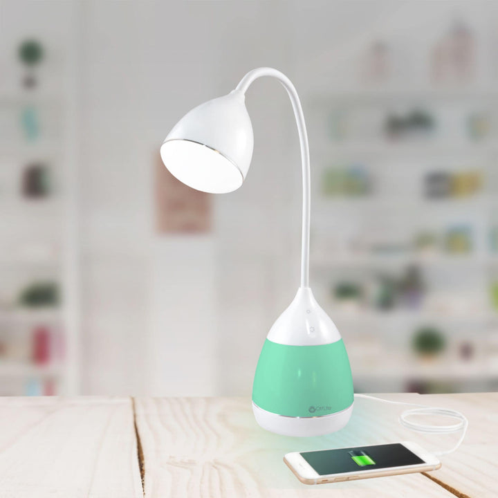 OttLite - Mood LED Color Changing Base Desk Lamp with Three Brightness Settings, USB Charging Port and Clear Sun Technology - White_6