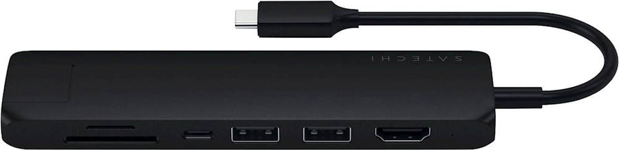 Satechi - USB Type-C Slim 7-in-1 Multiport Adapter with Ethernet - 4K HDMI, Gigabit Ethernet, USB-C PD Charging - Matte Black_0