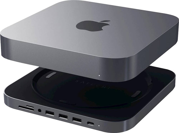 Satechi - Type-C Aluminum Stand and Hub for Apple Mac Mini 2018 - USB-C Data Port, Micro/SD Card Readers, USB 3.0 & Headphone Jack_8