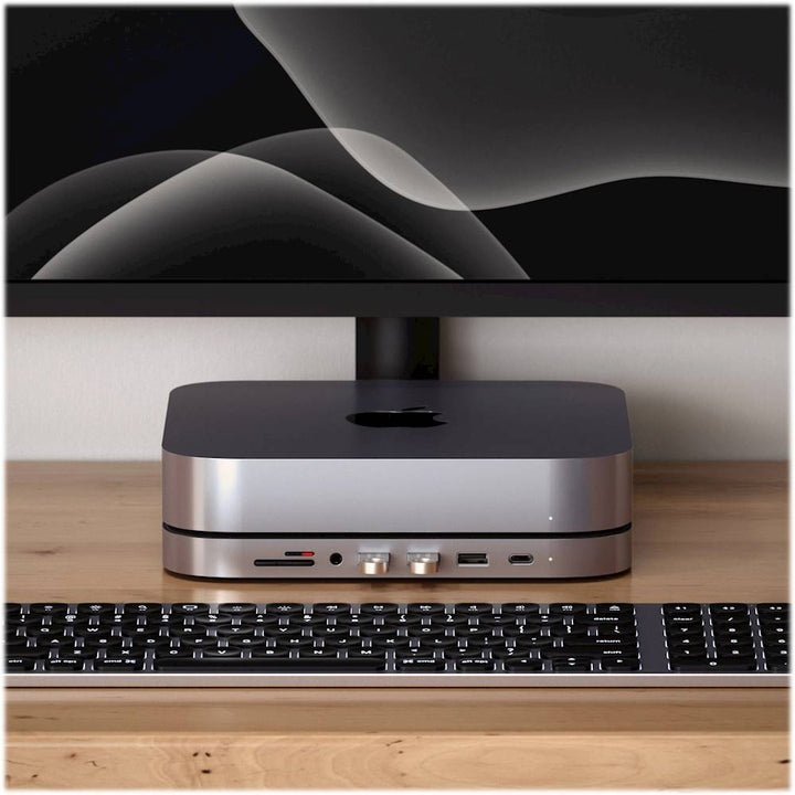 Satechi - Type-C Aluminum Stand and Hub for Apple Mac Mini 2018 - USB-C Data Port, Micro/SD Card Readers, USB 3.0 & Headphone Jack_4