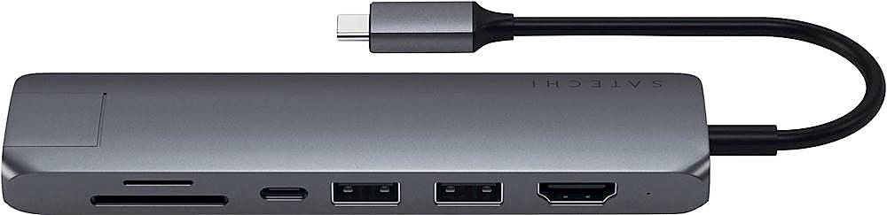 Satechi - USB Type-C Slim 7-in-1 Multiport Adapter with Ethernet - 4K HDMI, Gigabit Ethernet, USB-C PD Charging - Space Gray_0