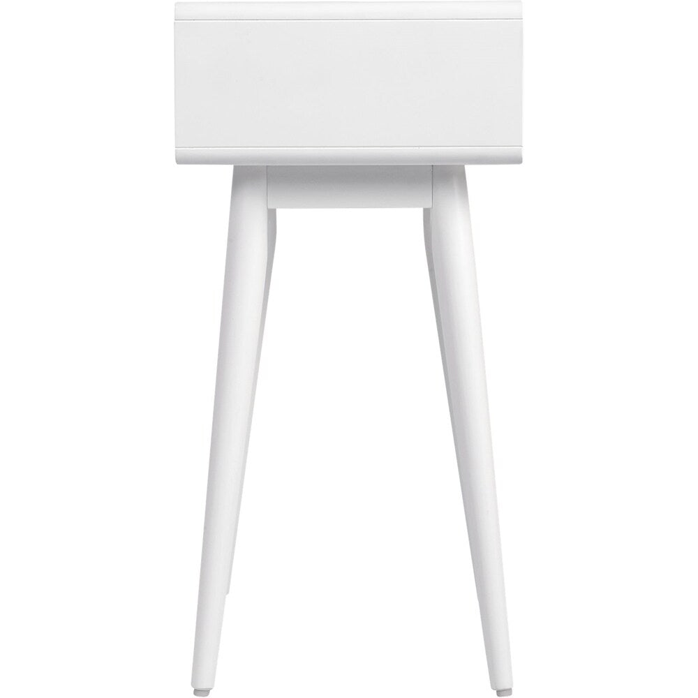 Elle Decor - Rory Mid-Century Modern MDF/Solid Rubberwood 1-Drawer Side Table - White_1