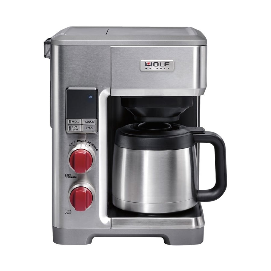 Wolf Gourmet - 10-Cup Coffee Maker with Water Filtration - Stainless Steel/Red Knob_0