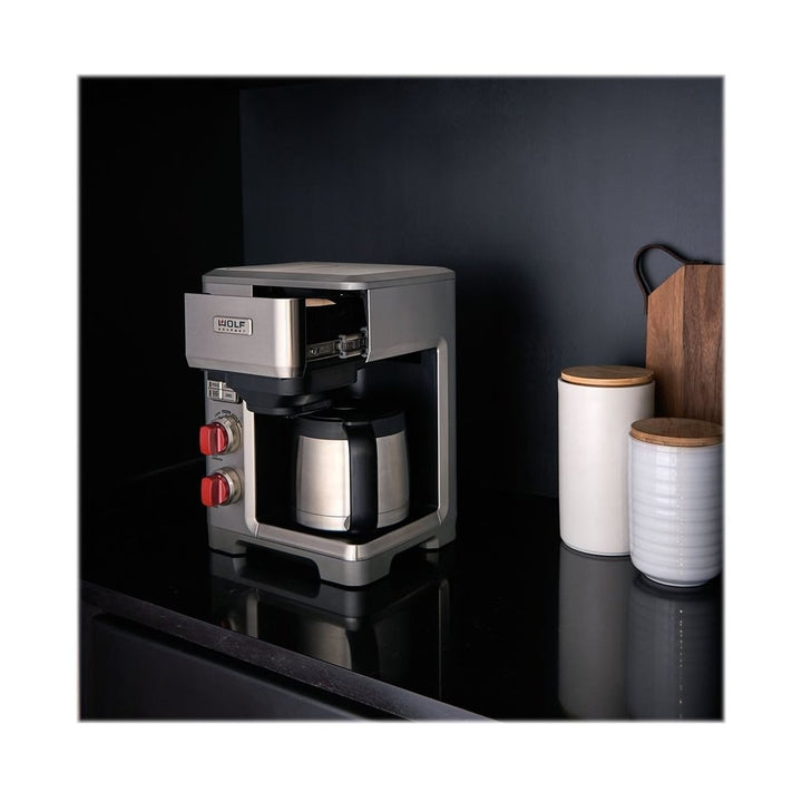 Wolf Gourmet - 10-Cup Coffee Maker with Water Filtration - Stainless Steel/Red Knob_4