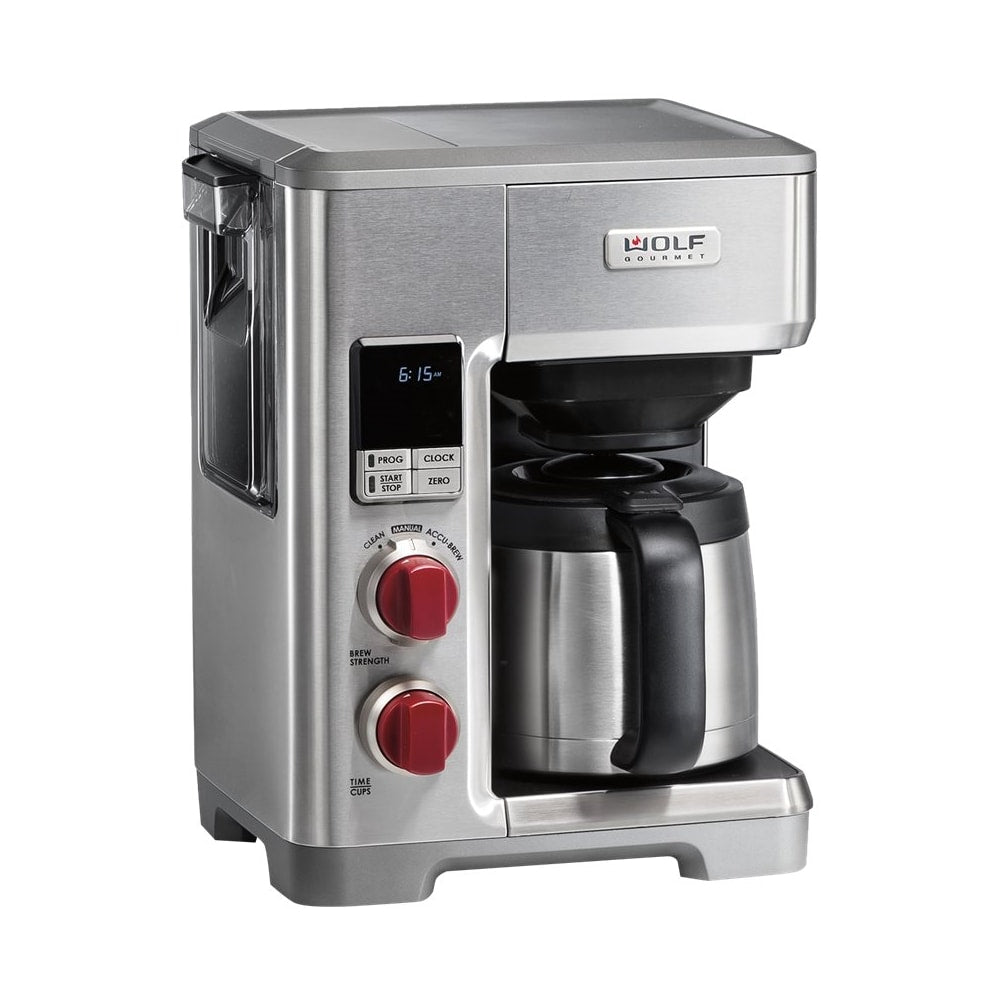 Wolf Gourmet - 10-Cup Coffee Maker with Water Filtration - Stainless Steel/Red Knob_2