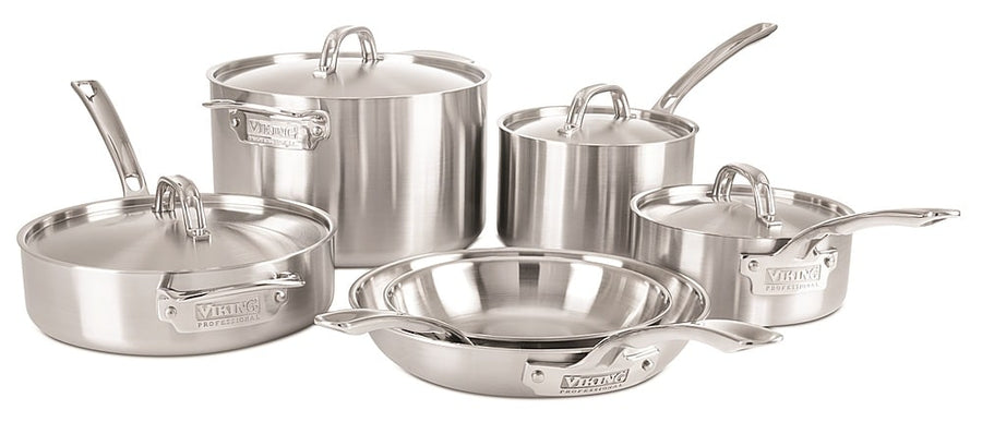 Viking Professional 5 Ply, 10 Piece Cookware Set- Satin - Stainless Steel_0