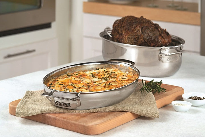 Viking - 3 Ply 3-in-1 Oval Roasting Pan with Lid and Rack - Mirror_3