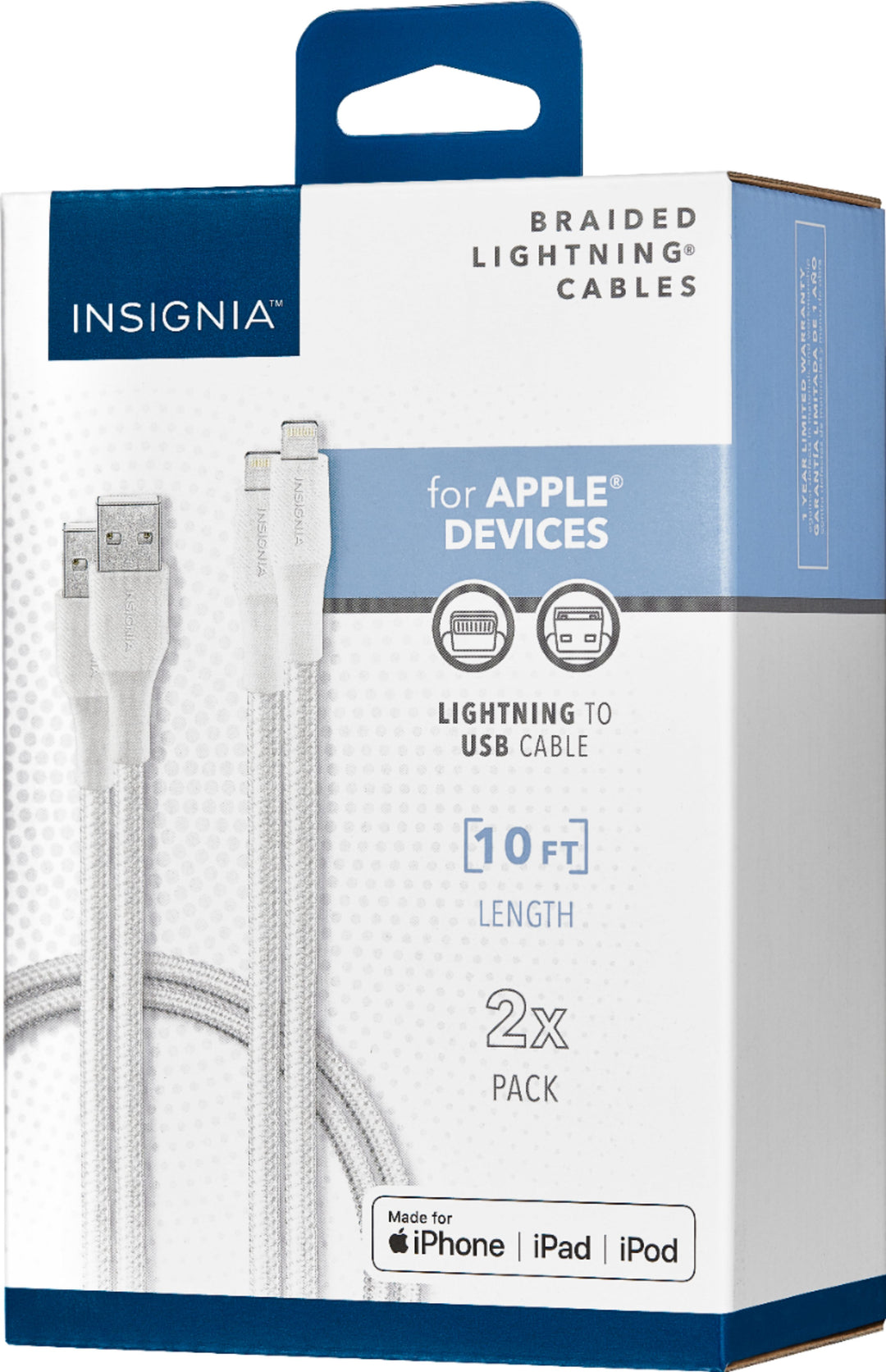 Insignia™ - 10' Lightning to USB Charge-and-Sync Cable (2 pack) - Moon Gray_2