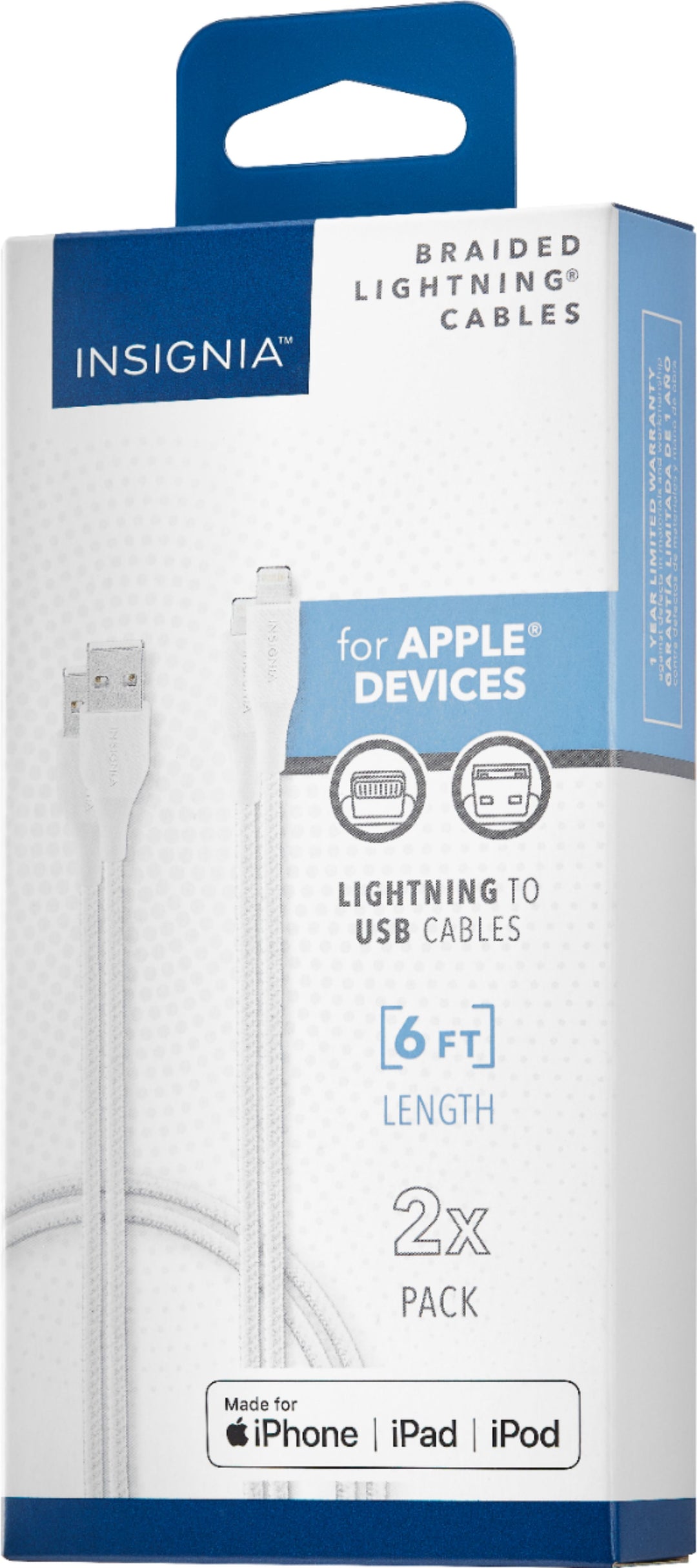 Insignia™ - 6' Lightning to USB Charge-and-Sync Cable (2 Pack) - Moon Gray_6