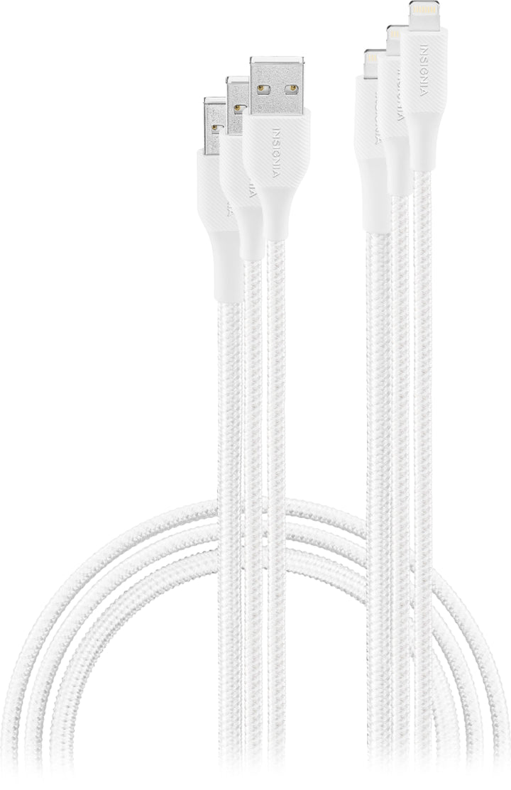 Insignia™ - 4' / 6' / 10' Lightning to USB Braided Charge-and-Sync Cables (3 Pack) - Moon Gray_0