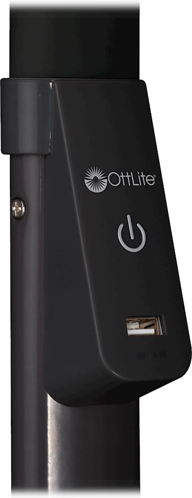 OttLite - Dual Shade LED Floor Lamp with USB Charging Station - Black_5