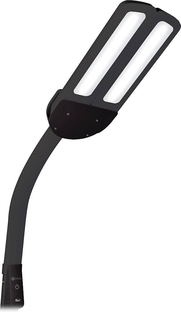 OttLite - Dual Shade LED Floor Lamp with USB Charging Station - Black_4