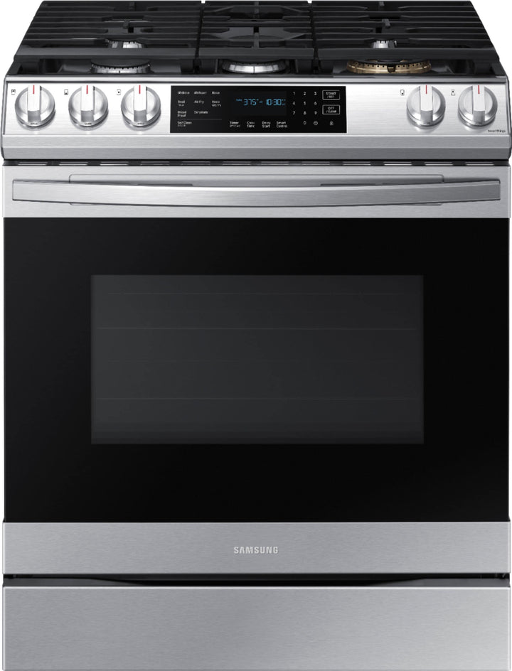 Samsung - 6.0 cu. ft. Front Control Slide-In Gas Convection Range with Air Fry & Wi-Fi, Fingerprint Resistant - Stainless steel_0