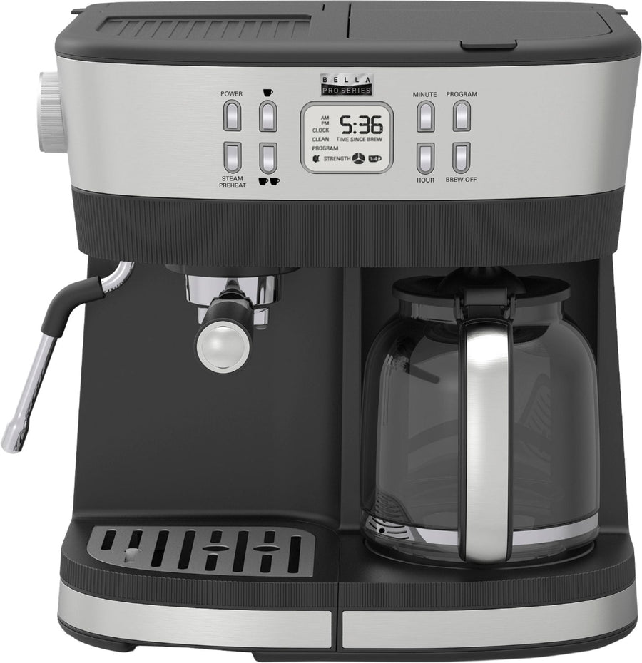 Bella Pro Series - Combo 19-Bar Espresso and 10-Cup Drip Coffee Maker - Stainless Steel_0