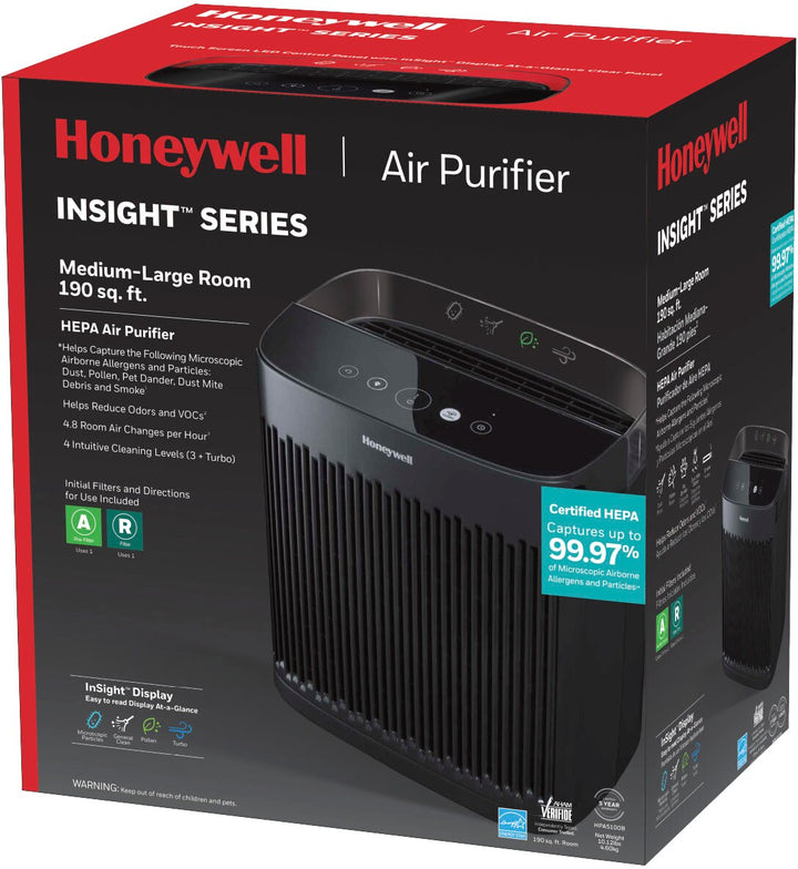 Honeywell - InSight™ HEPA Air Purifier, Medium-Large Rooms (190 sq.ft) Black - Black_4