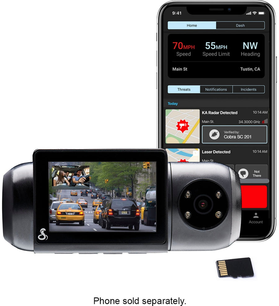 Cobra - SC 201 Dual-View Smart Dash Cam with Built-In Cabin View - Black_0