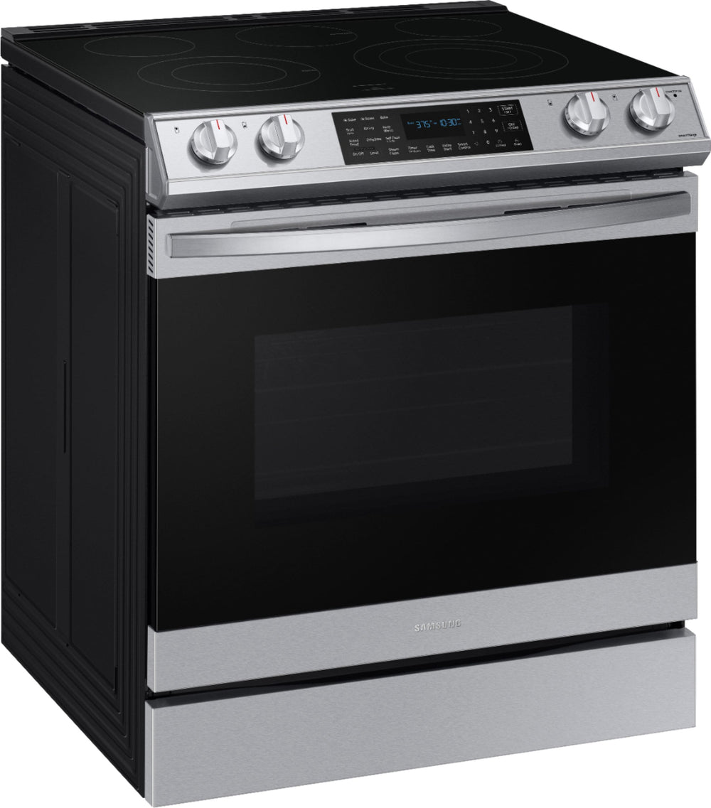 Samsung - 6.3 cu. ft. Front Control Slide-In Electric Convection Range with Air Fry & Wi-Fi, Fingerprint Resistant - Stainless steel_1