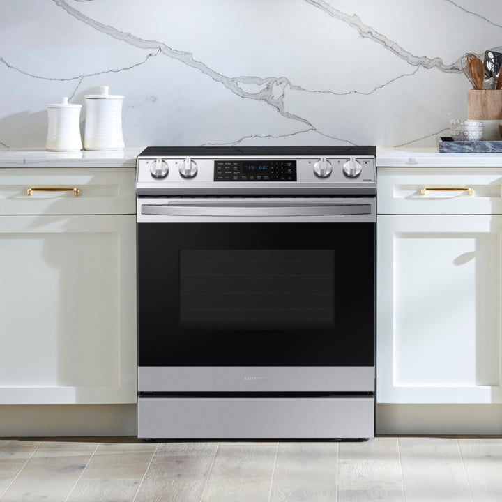 Samsung - 6.3 cu. ft. Front Control Slide-In Electric Convection Range with Air Fry & Wi-Fi, Fingerprint Resistant - Stainless steel_3