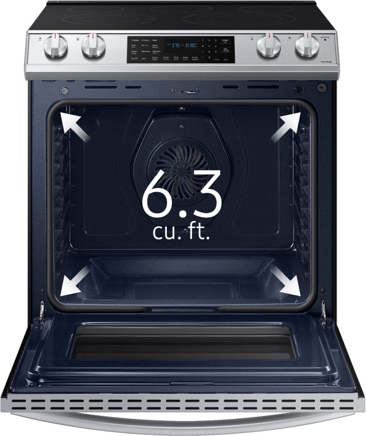 Samsung - 6.3 cu. ft. Front Control Slide-In Electric Convection Range with Air Fry & Wi-Fi, Fingerprint Resistant - Stainless steel_2