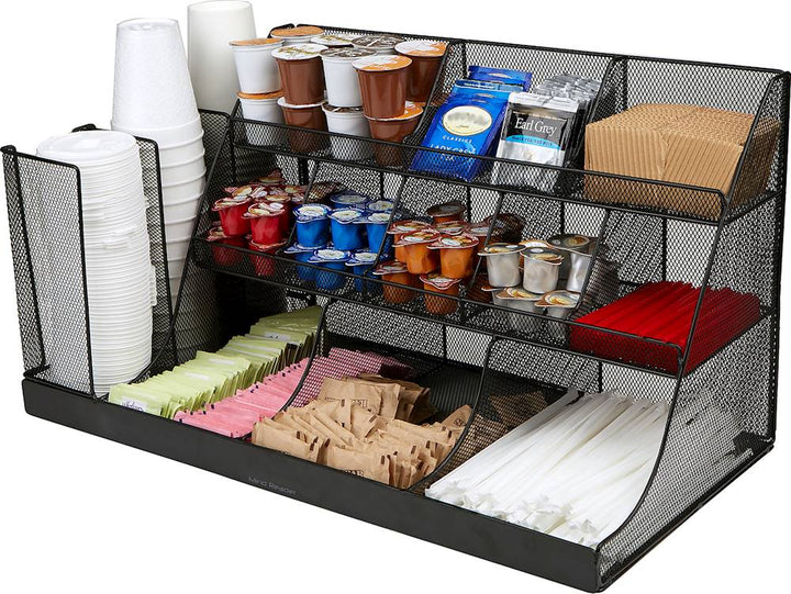 Mind Reader - 14-Compartment 3-Tier Large Breakroom Condiment Organizer - Black Metal Mesh_6