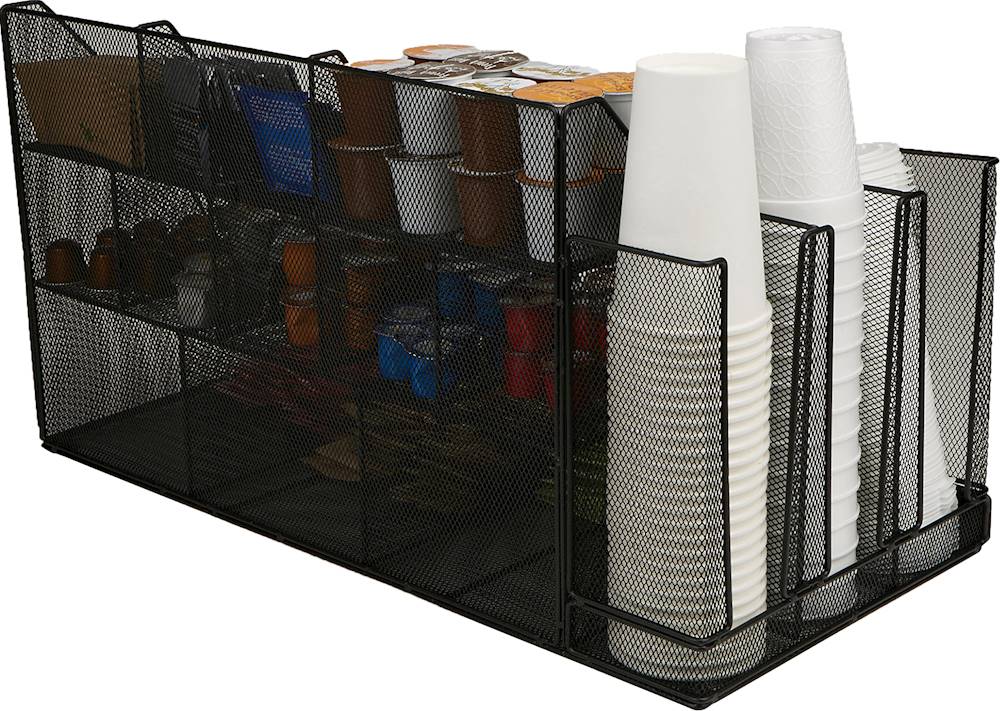 Mind Reader - 14-Compartment 3-Tier Large Breakroom Condiment Organizer - Black Metal Mesh_4