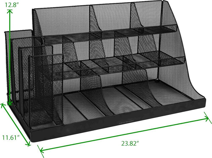 Mind Reader - 14-Compartment 3-Tier Large Breakroom Condiment Organizer - Black Metal Mesh_3