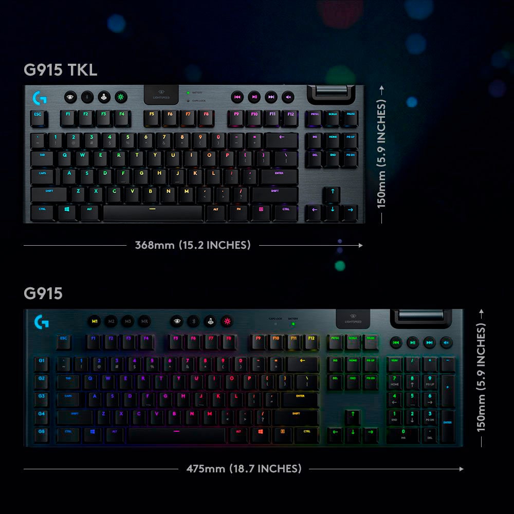 Logitech - G915 LIGHTSPEED TKL Wireless Mechanical GL Tactile Switch Gaming Keyboard with RGB Backlighting - Black_5