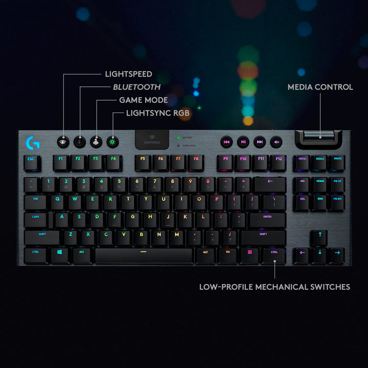 Logitech - G915 LIGHTSPEED TKL Wireless Mechanical GL Tactile Switch Gaming Keyboard with RGB Backlighting - Black_2