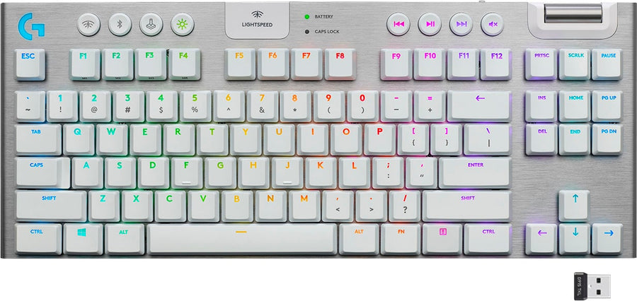 Logitech - G915 LIGHTSPEED TKL Wireless Mechanical GL Tactile Switch Gaming Keyboard with RGB Backlighting - White_0