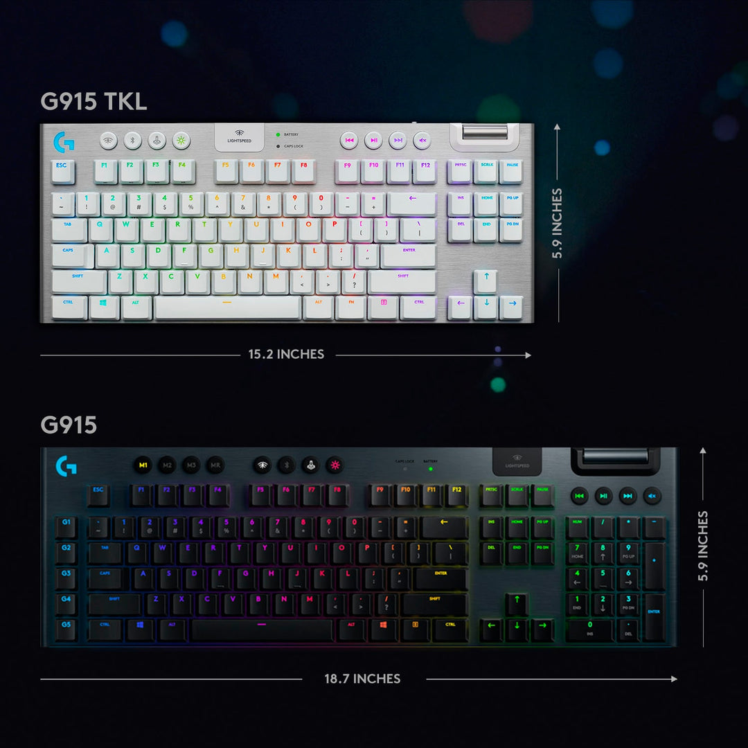 Logitech - G915 LIGHTSPEED TKL Wireless Mechanical GL Tactile Switch Gaming Keyboard with RGB Backlighting - White_4