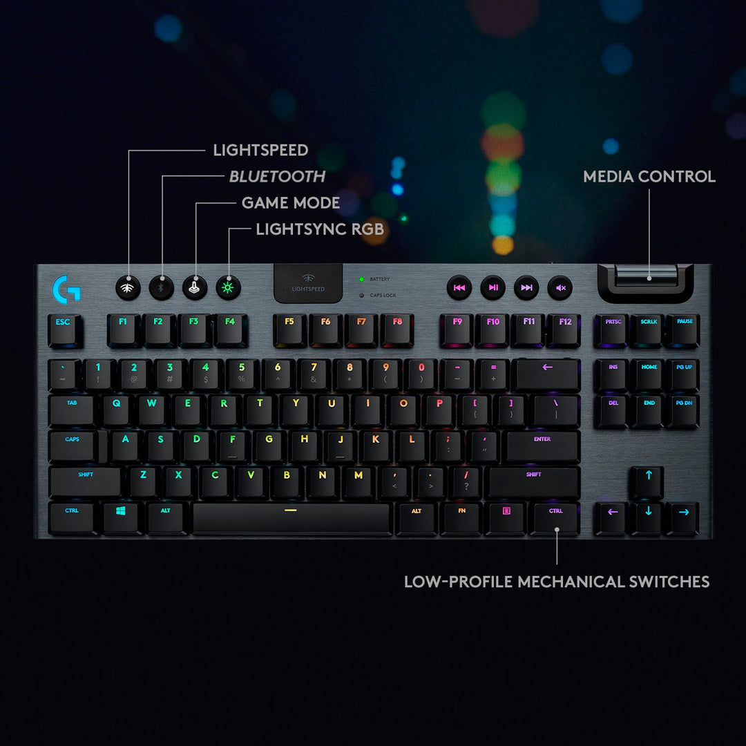 Logitech - G915 LIGHTSPEED TKL Wireless Mechanical GL Linear Switch Gaming Keyboard with RBG Backlighting - Black_4