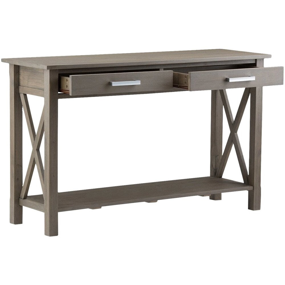 Simpli Home - Kitchener Rectangular Contemporary Wood 2-Drawer Console Table - Farmhouse Gray_0