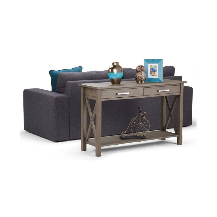 Simpli Home - Kitchener Rectangular Contemporary Wood 2-Drawer Console Table - Farmhouse Gray_2