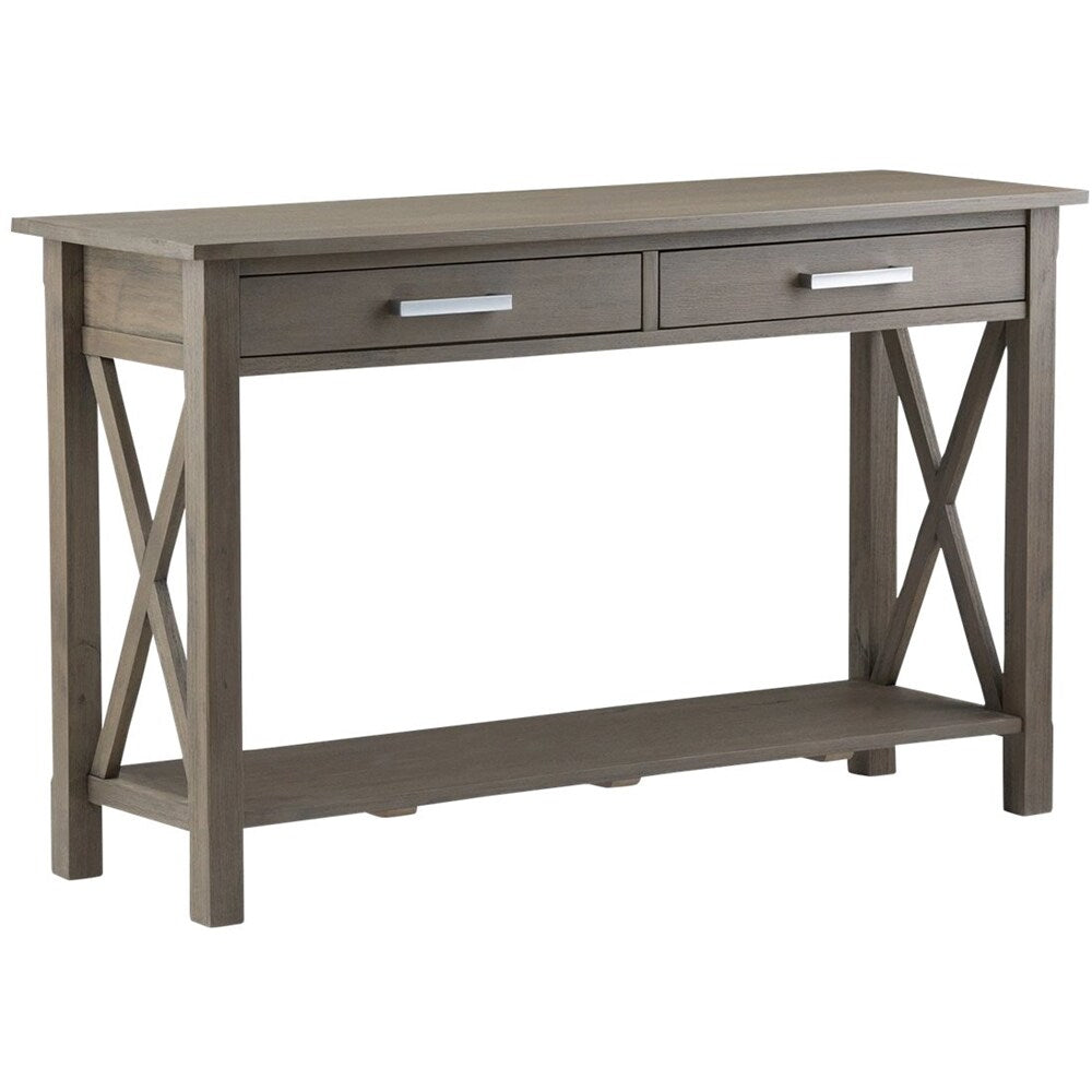 Simpli Home - Kitchener Rectangular Contemporary Wood 2-Drawer Console Table - Farmhouse Gray_1