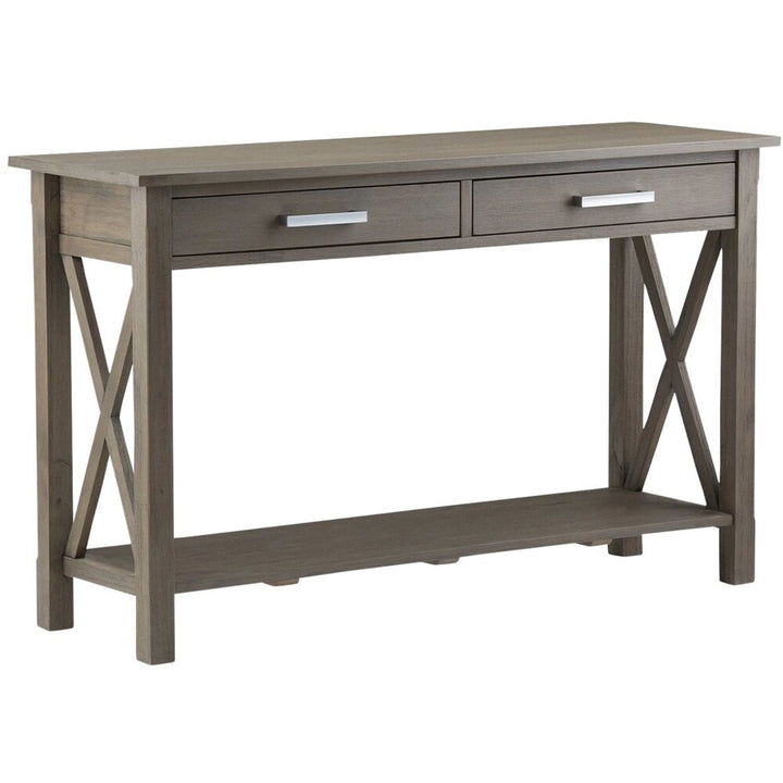 Simpli Home - Kitchener Rectangular Contemporary Wood 2-Drawer Console Table - Farmhouse Gray_1