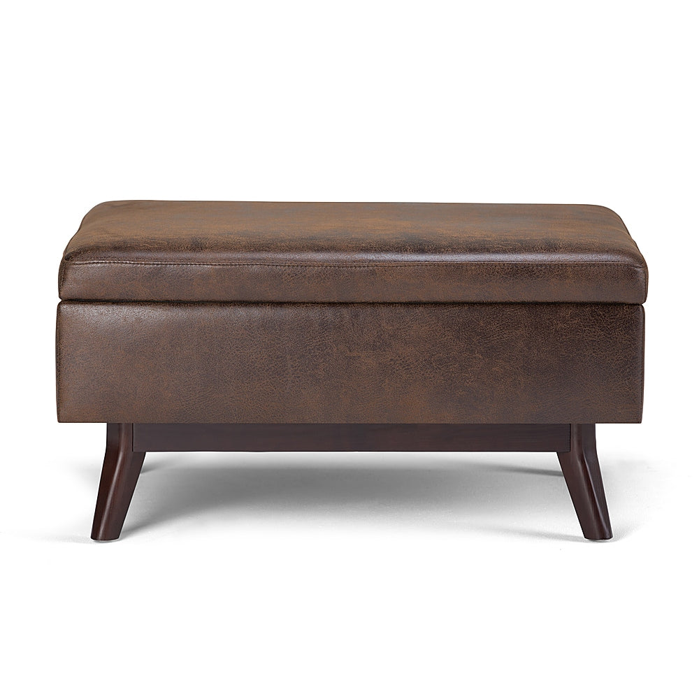 Simpli Home - Owen 34 inch Wide Mid Century Modern Rectangle Coffee Table Storage Ottoman - Distressed Chestnut Brown_2